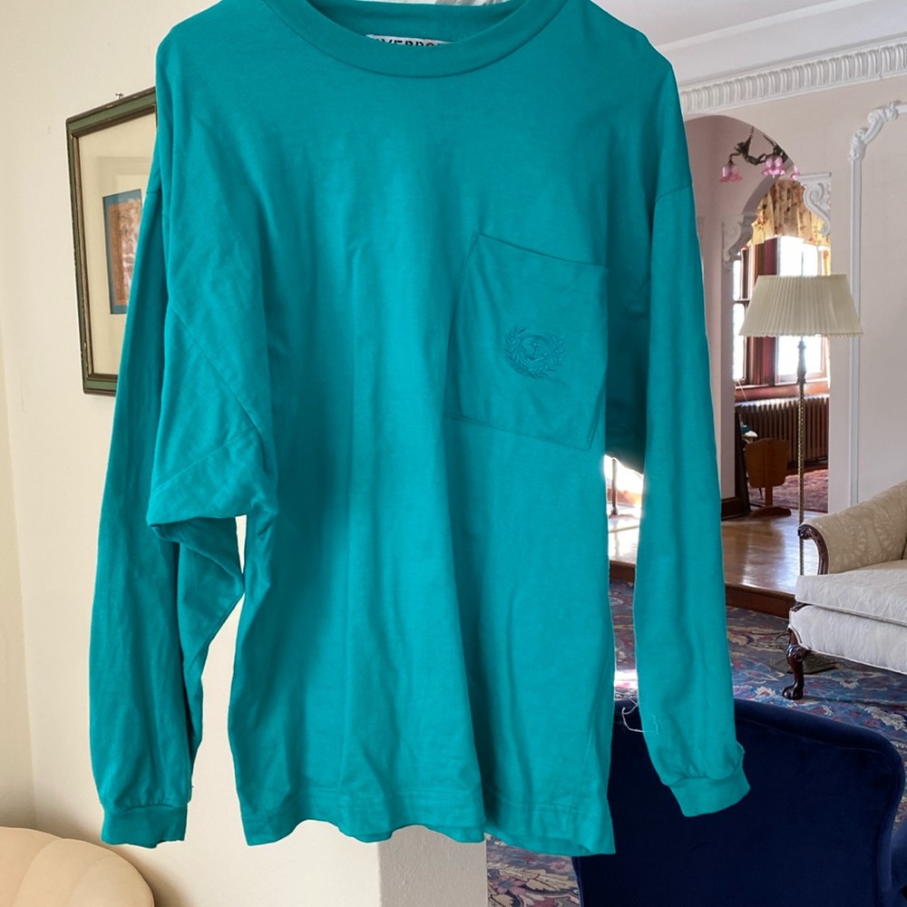 Averroe Teal Green Long Batwing Sleeve 100% Cotton Top M